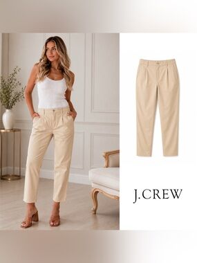 NEW J Crew Pleated Slouchy Boyfriend Chino Pant In Khaki